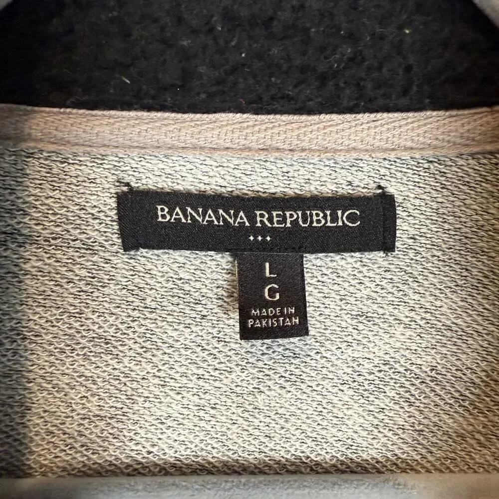 Banana Republic Sweatshirt Men Medium Gray Full Zip Cotton Long Sleeve Mock Neck
